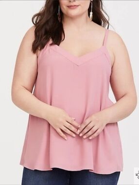 Torrid Georgette Tie Swing Cami Blouse Top Pink Womens Plus Size 2